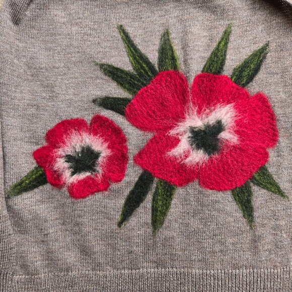 NWOT J. Jill Knit Scarf with Needle Felted Wool Flowers - Picture 2 of 15